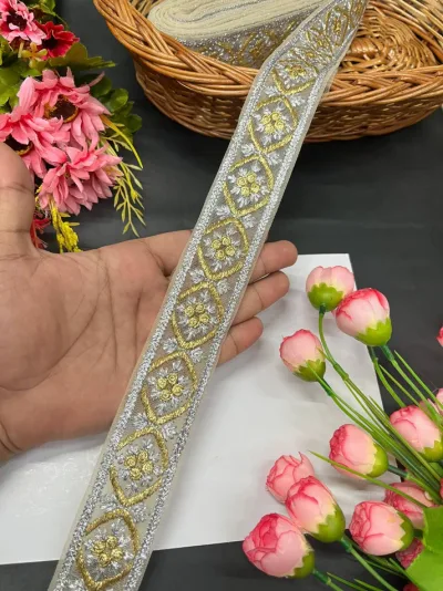 Badla Work Lace Premium Gold Embroidery Lace Border - Color 1